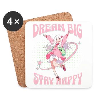 Dream big stay happy - positive Vibes Anime Shirt - Untersetzer (4er-Set) - Weiß - Vorne