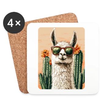 Lama - Untersetzer (4er-Set) - Weiß - Vorne