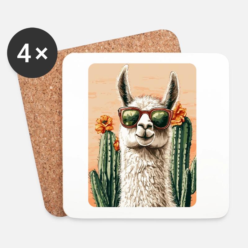 lama - Dessous de verre (lot de 4) - blanc