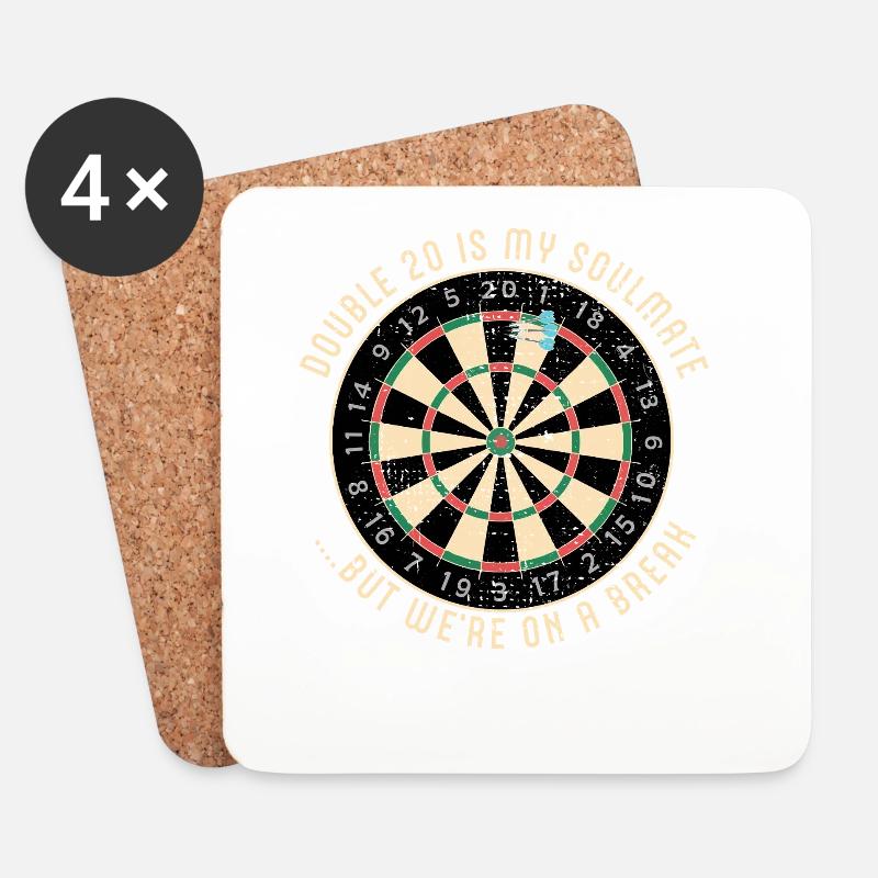 Double 20 Breakup Dartscheibe - Untersetzer (4er-Set) - Weiß