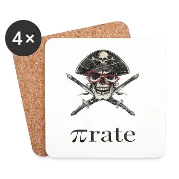 Pirate nerd avec des lunettes - Dessous de verre (lot de 4) - blanc - Devant