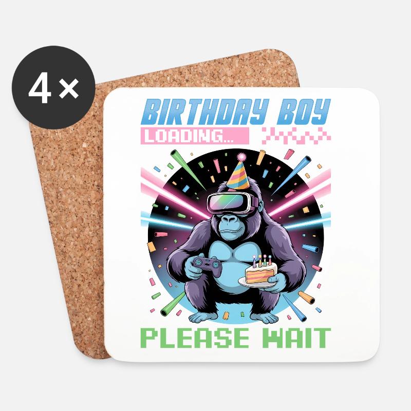Birthday Gamer VR - Untersetzer (4er-Set) - Weiß