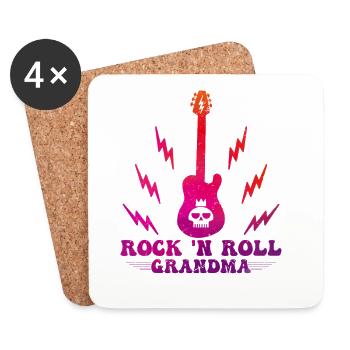 Rock 'n Roll Grandma Music Guitar Rock Band - Untersetzer (4er-Set) - Weiß - Vorne