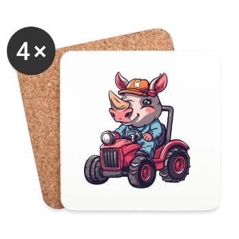 Éleveur de tracteurs Rhino - Dessous de verre (lot de 4) - blanc - Devant