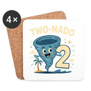 TWO NADO 2 Birthday Party Gift - Coasters (set of 4) - white - Front