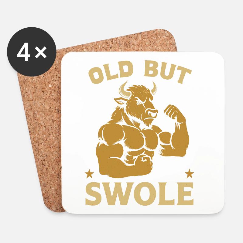 Fitness Motivation Bodybuilder Old But Swole Gym - Untersetzer (4er-Set) - Weiß