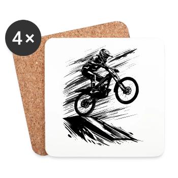 Mountain Bike Art Mountainbiking - Coasters (set of 4) - white - Front