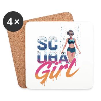 Scuba Girl Taucherin Design - Untersetzer (4er-Set) - Weiß - Vorne