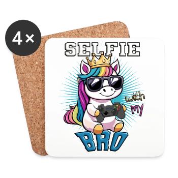 Selfie avec mon pote - Unicorn Gaming - Dessous de verre (lot de 4) - blanc - Devant