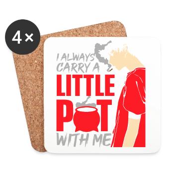 Anime Manga Otaku Smoking Weed Funny 420 - Coasters (set of 4) - white - Front