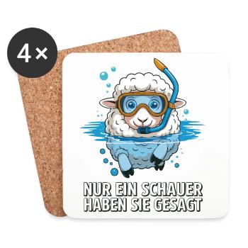 Schaf Taucher Schnorchel Motiv - Untersetzer (4er-Set) - Weiß - Vorne