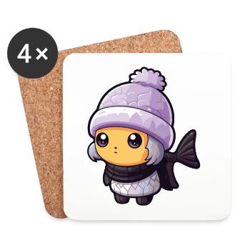 Fish Winter Animal Anime - Coasters (set of 4) - white - Front