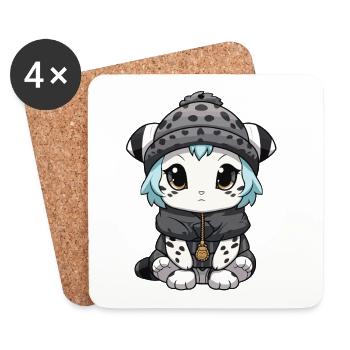 Snow leopard winter leopard baby - Coasters (set of 4) - white - Front