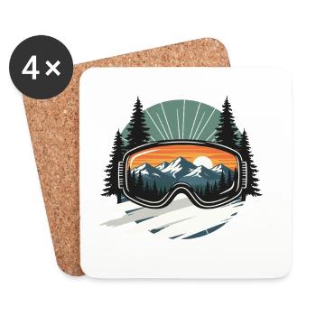 Berglandschaft in der Skibrille - Untersetzer (4er-Set) - Weiß - Vorne
