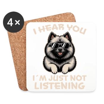 Keeshond Dire Chiens Drôle Keeshond Cadeau - Dessous de verre (lot de 4) - blanc - Devant
