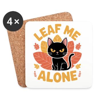 Cat Autumn Funny Leave Me Alone - Coasters (set of 4) - white - Front