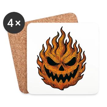 Motif de flamme de citrouille d'Halloween - Dessous de verre (lot de 4) - blanc - Devant