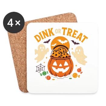 Dink or Treat Pickleball Halloween Design - Untersetzer (4er-Set) - Weiß - Vorne