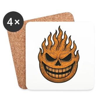 Motif de flamme de citrouille d'Halloween - Dessous de verre (lot de 4) - blanc - Devant