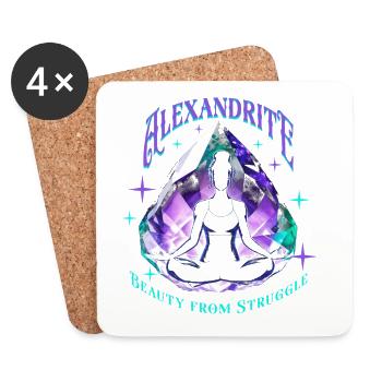 Alexandrite, pierre de naissance - Dessous de verre (lot de 4) - blanc - Devant