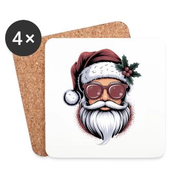 Hipster Santa Sunglasses - Coasters (set of 4) - white - Front