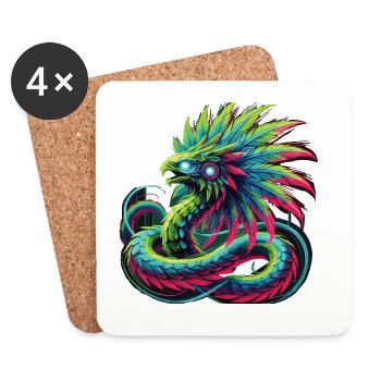 Azteken Drache - Untersetzer (4er-Set) - Weiß - Vorne
