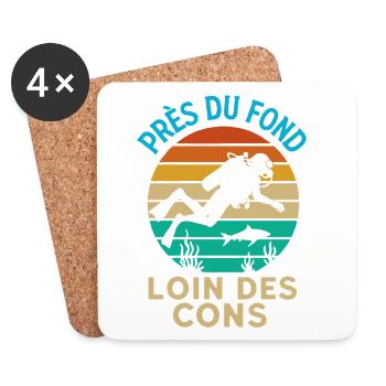 Près du fond loin des cons Humour plongée - Dessous de verre (lot de 4) - blanc - Devant