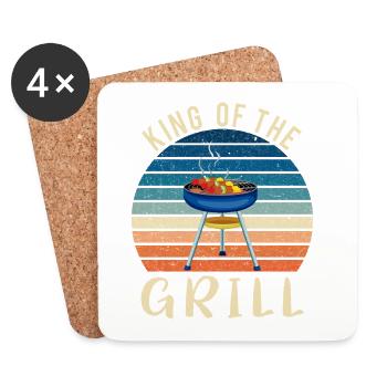 Roi du gril – Design de barbecue rétro - Dessous de verre (lot de 4) - blanc - Devant