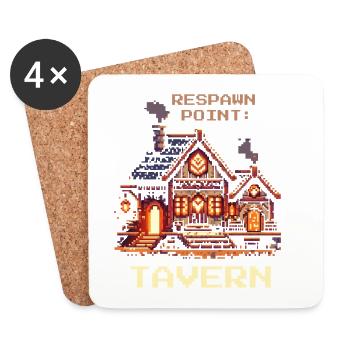Respawn Point Tavern | RPG Humor & Beer - Coasters (set of 4) - white - Front