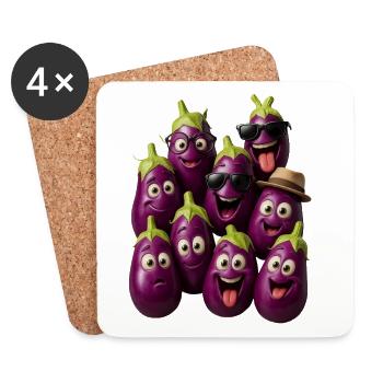 Funny Eggplant Gang - Coasters (set of 4) - white - Front