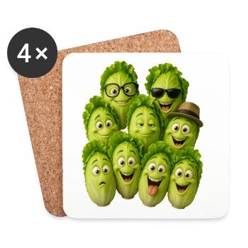 Laughing Lettuce Troop - Coasters (set of 4) - white - Front