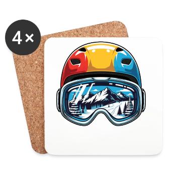Skihelm Berge Smile - Untersetzer (4er-Set) - Weiß - Vorne