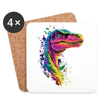 Raptor Velociraptor Dinosaurier Dino Raptoren - Untersetzer (4er-Set) - Weiß - Vorne
