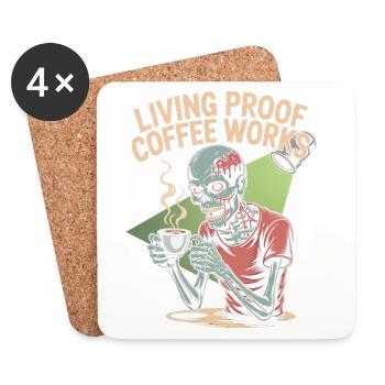 Living Proof Coffee Works Skeleton Design - Coasters (set of 4) - white - Front