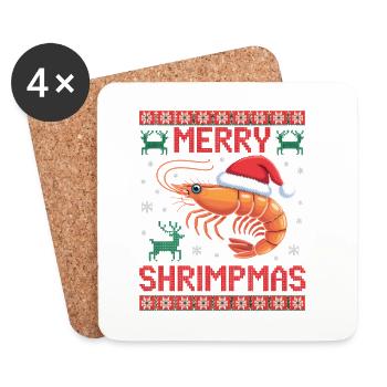 Merry Shrimpmas Ugly Christmas - Coasters (set of 4) - white - Front