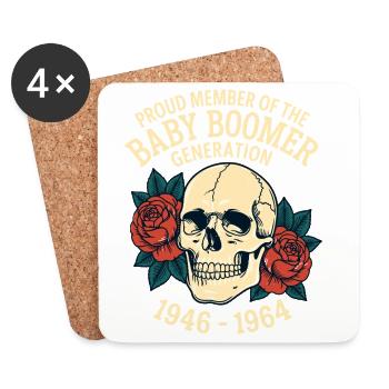 Baby Boomer Skull Roses - Untersetzer (4er-Set) - Weiß - Vorne