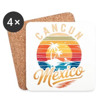 Cancun Rétro Plage Soleil - Dessous de verre (lot de 4) - blanc - Devant