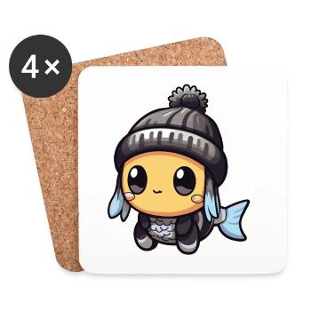 Fisch Winter Tier Anime - Untersetzer (4er-Set) - Weiß - Vorne