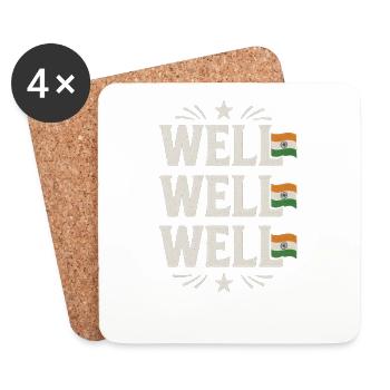 Eh bien, l’Inde, l’Inde drôle, l’Inde, Mème, l’Inde - Dessous de verre (lot de 4) - blanc - Devant