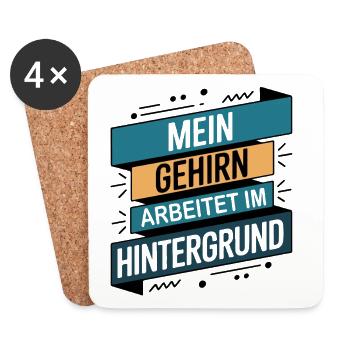 My brain works in the background - Coasters (set of 4) - white - Front