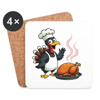 Thanksgiving Truthahn Koch - Untersetzer (4er-Set) - Weiß - Vorne