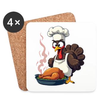 Thanksgiving Truthahn Koch - Untersetzer (4er-Set) - Weiß - Vorne