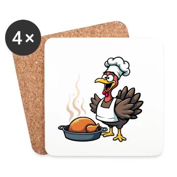Thanksgiving Truthahn Koch - Untersetzer (4er-Set) - Weiß - Vorne