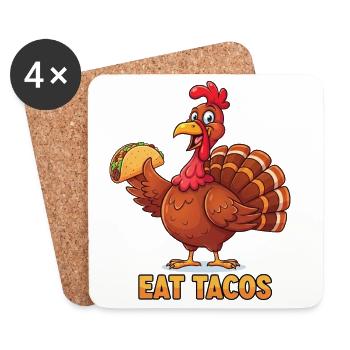 Manger des tacos Dessin animé Dinde - Dessous de verre (lot de 4) - blanc - Devant