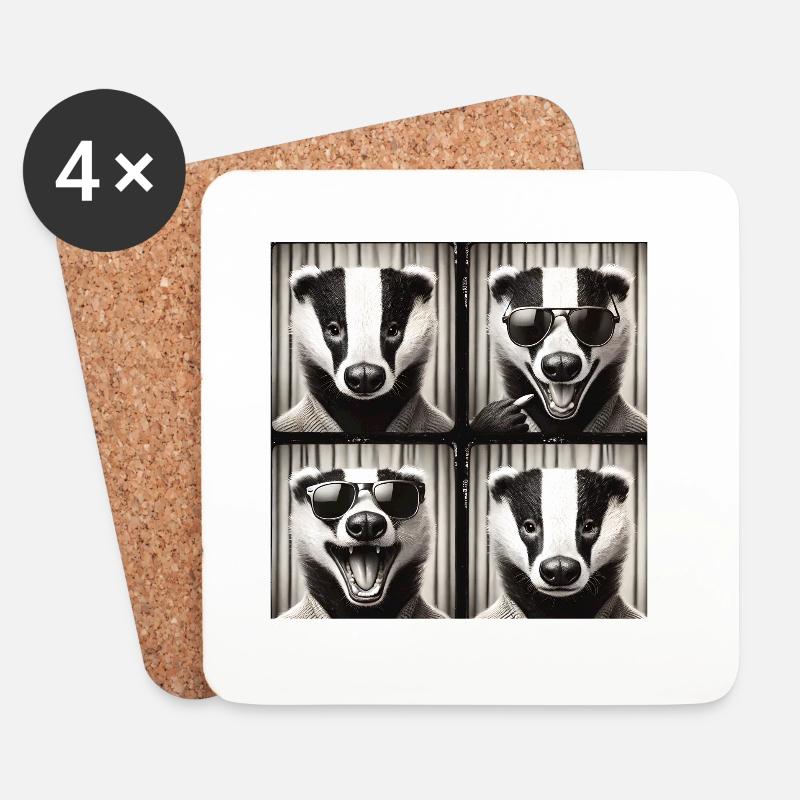 Badger Sonnenbrille Collage - Untersetzer (4er-Set) - Weiß