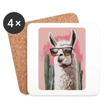 Lama - Untersetzer (4er-Set) - Weiß - Vorne