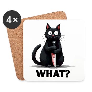 WHAT? Killer-Katze - Untersetzer (4er-Set) - Weiß - Vorne