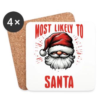 Most Likely To Get Sassy With Santa Funny - Coasters (set of 4) - white - Front