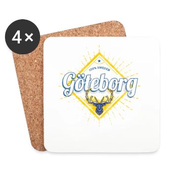 Gothenburg with Deer Sweden Vintage Souvenir - Coasters (set of 4) - white - Front
