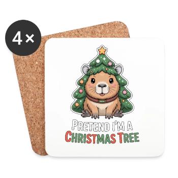 Pretend I'm A Christmas Tree Capypara - Coasters (set of 4) - white - Front